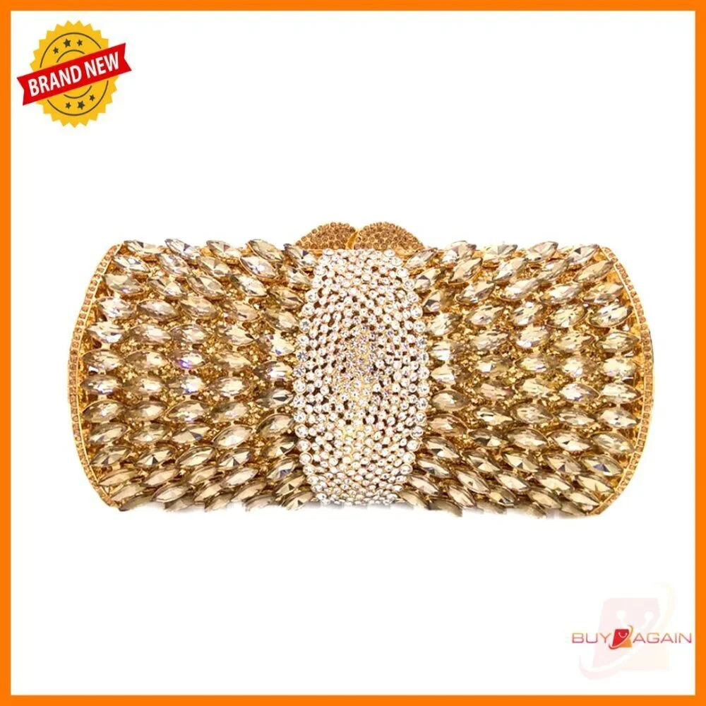 Sparkly Crystal Evening Clutch with Detachable Straps, Mini Size